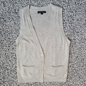 Express grey knit sweater vest v neck preppy minimalist academia business office